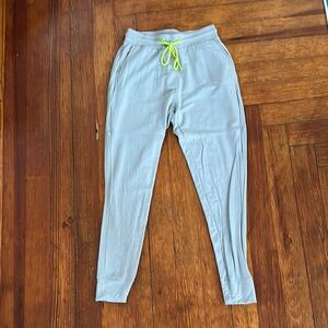 Gray Joggers with Neon Yellow Drawstring
